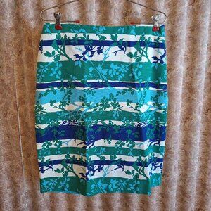 EUC Talbots stripe floral skirt blues, greens